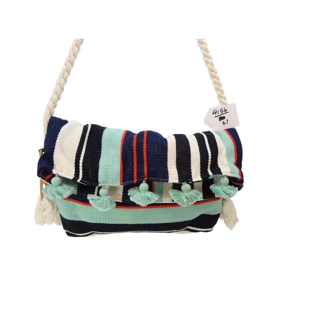 Mercado Global Crossbody Bag Small Multi Color Excellent Striped Tassel
